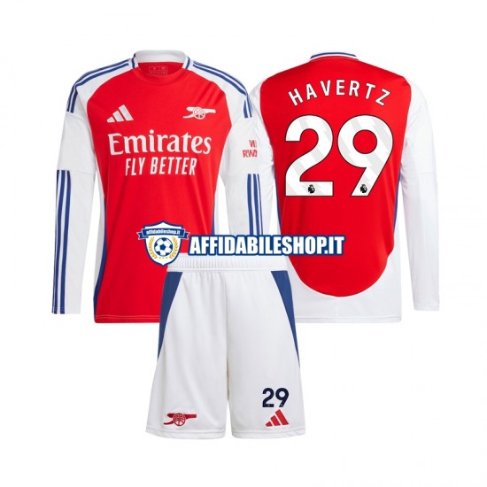 Maglia Arsenal Kai Havertz 29 2024-2025 Bambino 3-13 anni Manica Lunga, Gara Home