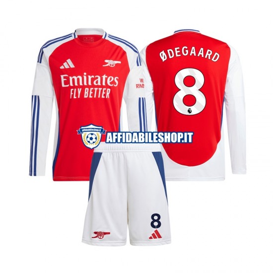 Maglia Arsenal Martin Odegaard 8 2024-2025 Bambino 3-13 anni Manica Lunga, Gara Home