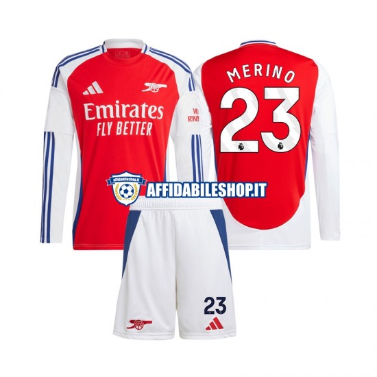 Maglia Arsenal Mikel Merino 23 2024-2025 Bambino 3-13 anni Manica Lunga, Gara Home