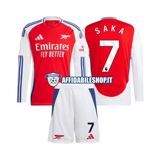 Maglia Arsenal SAKA 7 2024-2025 Bambino 3-13 anni Manica Lunga, Gara Home