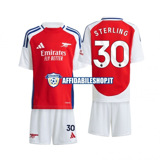 Maglia Arsenal Sterling 30 2024-2025 Bambino 3-13 anni Manica Corta, Gara Home