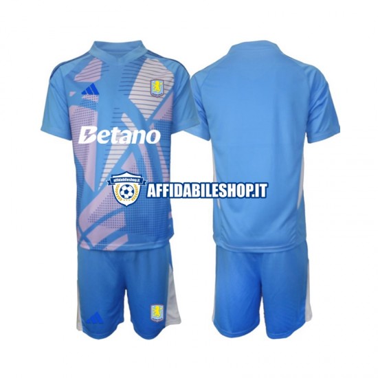 Maglia Aston Villa Portiere Blu 2024-2025 Bambino 3-13 anni Manica Corta, Gara Terza