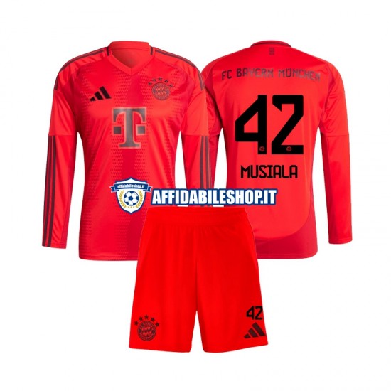 Maglia FC Bayern München Jamal Musiala 42 2024-2025 Bambino 3-13 anni Manica Lunga, Gara Home