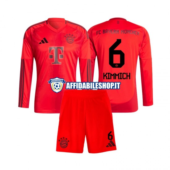 Maglia FC Bayern München Joshua Kimmich 6 2024-2025 Bambino 3-13 anni Manica Lunga, Gara Home