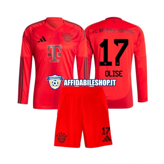 Maglia FC Bayern München Michael Olise 17 2024-2025 Bambino 3-13 anni Manica Lunga, Gara Home