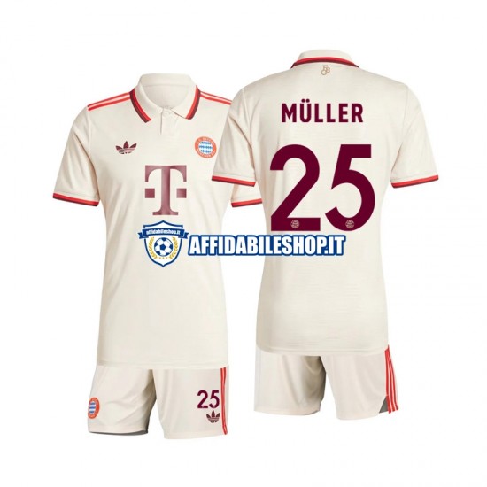 Maglia FC Bayern München Muller 25 2024-2025 Bambino 3-13 anni Manica Corta, Gara Terza