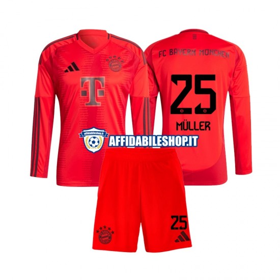 Maglia FC Bayern München Thomas Muller 25 2024-2025 Bambino 3-13 anni Manica Lunga, Gara Home