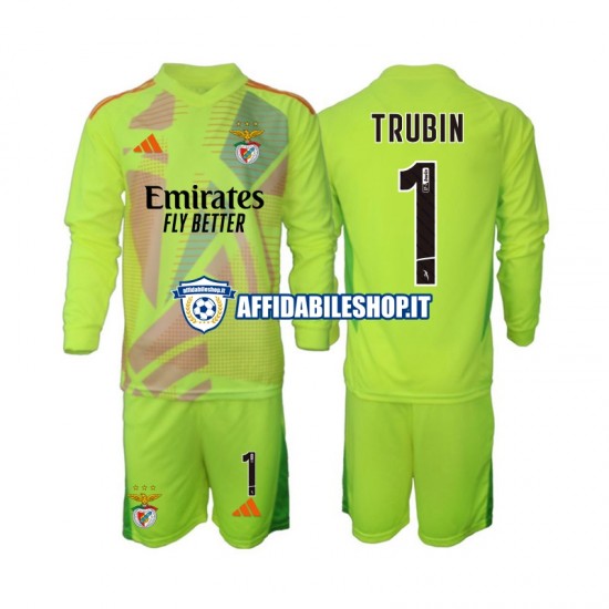 Maglia Benfica Portiere Anatolij Trubin 1 2024-2025 Bambino 3-13 anni Manica Lunga, Gara Home