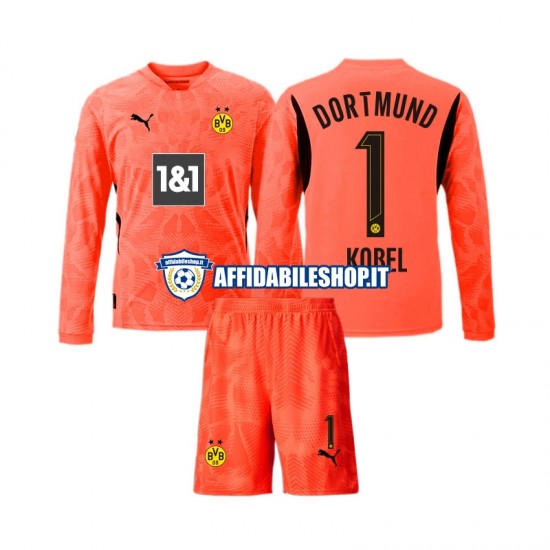 Maglia Borussia Dortmund Portiere Gregor Kobel 1 2024-2025 Bambino 3-13 anni Manica Lunga, Gara Terza