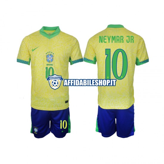 Maglia Brasile Neymar JR 10 2024 Bambino 3-13 anni Manica Corta, Gara Home