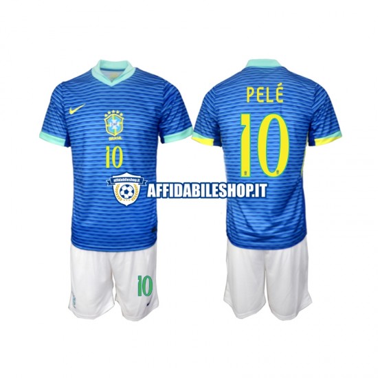 Maglia Brasile PELE 10 2024 Bambino 3-13 anni Manica Corta, Gara Away