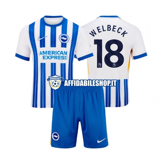 Maglia Brighton Hove Albion WELBECK 18 2024-2025 Bambino 3-13 anni Manica Corta, Gara Home