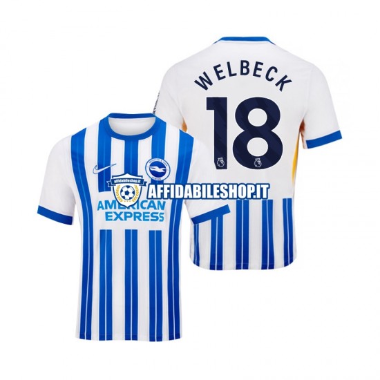 Maglia Brighton Hove Albion WELBECK 18 2024-2025 Uomo Manica Corta, Gara Home