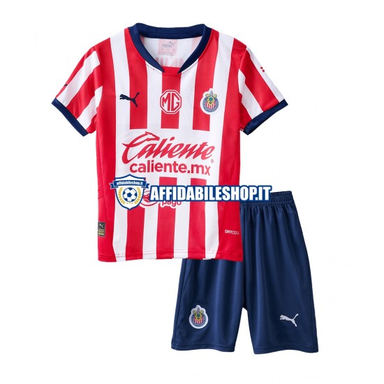 Maglia Deportivo Guadalajara 2024-2025 Bambino 3-13 anni Manica Corta, Gara Home