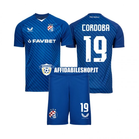 Maglia Dinamo Zagreb Juan Cordoba 19 2024-2025 Bambino 3-13 anni Manica Corta, Gara Home