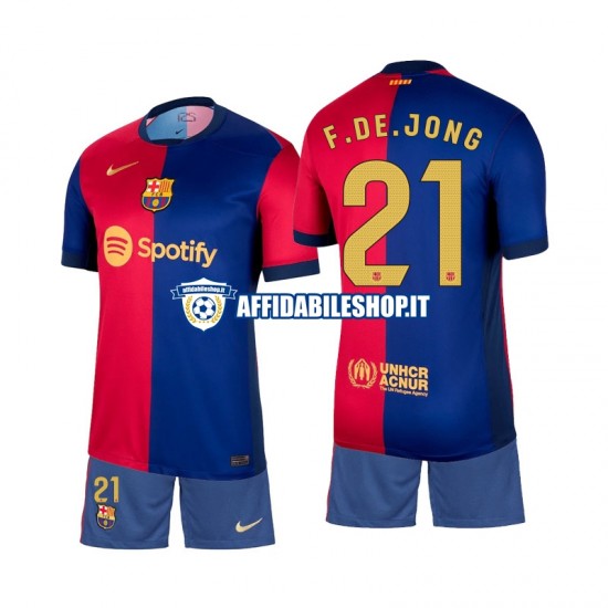 Maglia FC Barcelona Frenkie de Jong 21 2024-2025 Bambino 3-13 anni Manica Corta, Gara Home