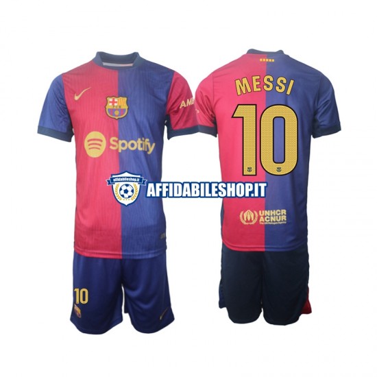 Maglia FC Barcelona Lionel Messi 10 2024-2025 Bambino 3-13 anni Manica Corta, Gara Home