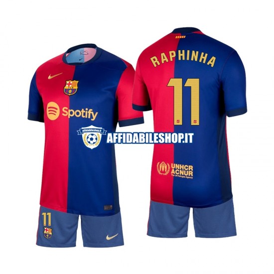 Maglia FC Barcelona Raphinha 11 2024-2025 Bambino 3-13 anni Manica Corta, Gara Home