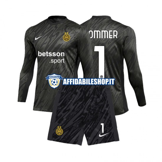 Maglia Inter Milan Portiere Yann Sommer 1 2024-2025 Bambino 3-13 anni Manica Lunga, Gara Terza