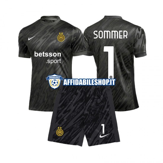 Maglia Inter Milan Portiere Yann Sommer 1 2024-2025 Bambino 3-13 anni Manica Corta, Gara Terza