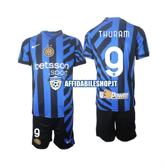 Maglia Inter Milan Marcus Thuram 9 2024-2025 Bambino 3-13 anni Manica Corta, Gara Home