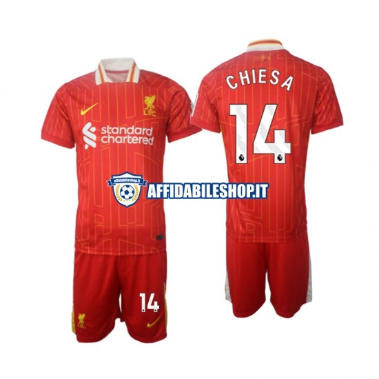 Maglia Liverpool Chiesa 14 2024-2025 Bambino 3-13 anni Manica Corta, Gara Home