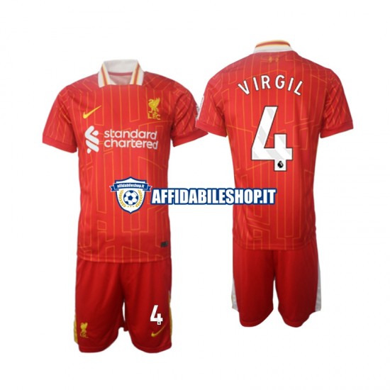 Maglia Liverpool Virgil 4 2024-2025 Bambino 3-13 anni Manica Corta, Gara Home