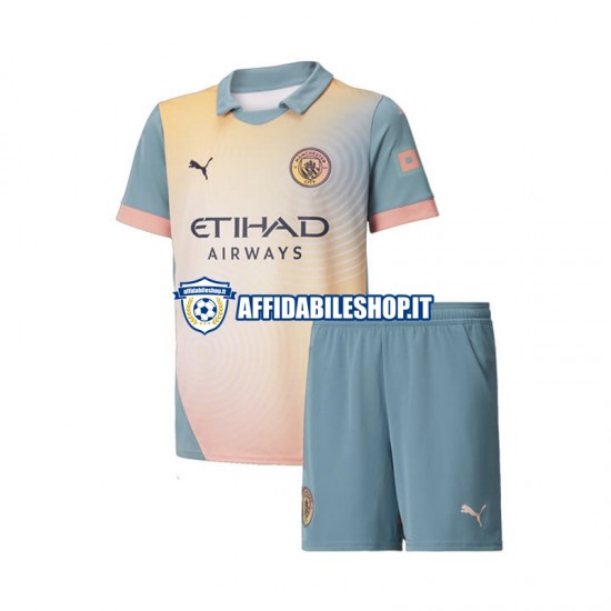 Maglia Manchester City 2024-2025 Bambino 3-13 anni Manica Corta, Gara Quarto