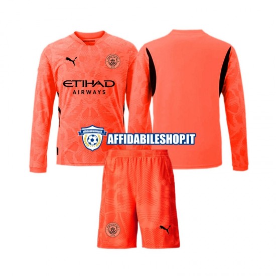 Maglia Manchester City Portiere 2024-2025 Bambino 3-13 anni Manica Lunga, Gara Away