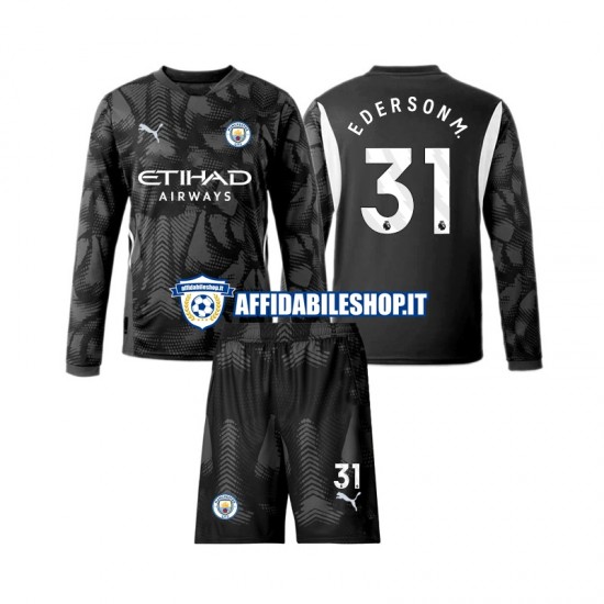 Maglia Manchester City Portiere Ederson Moraes 31 2024-2025 Bambino 3-13 anni Manica Lunga, Gara Quarto