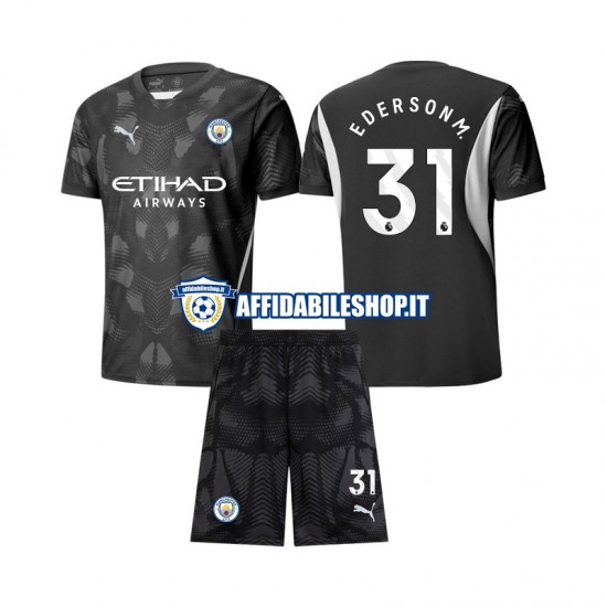 Maglia Manchester City Portiere Ederson Moraes 31 2024-2025 Bambino 3-13 anni Manica Corta, Gara Quarto