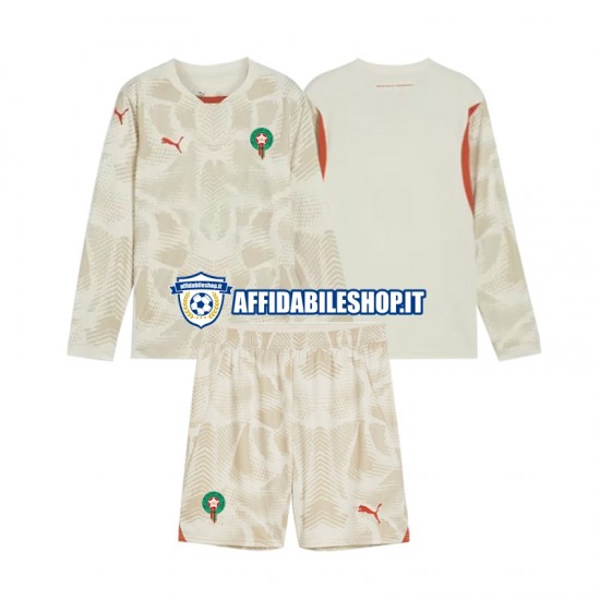 Maglia Marocco Portiere 2024 Bambino 3-13 anni Manica Lunga, Gara Away