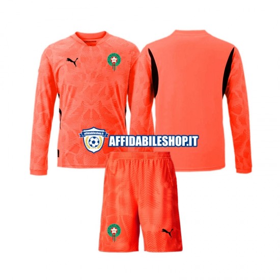 Maglia Marocco Portiere 2024 Bambino 3-13 anni Manica Lunga, Gara Home