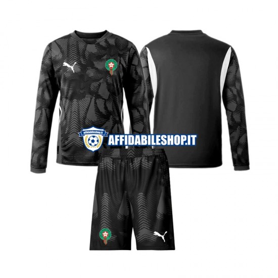 Maglia Marocco Portiere 2024 Bambino 3-13 anni Manica Lunga, Gara Terza