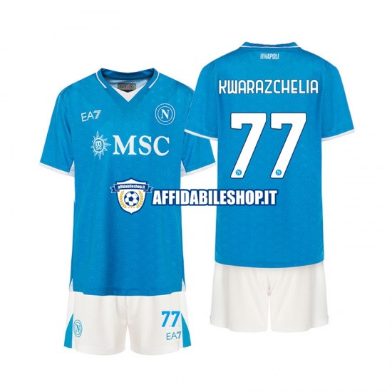 Maglia Napoli Khvicha Kvaratskhelia 77 2024-2025 Bambino 3-13 anni Manica Corta, Gara Home