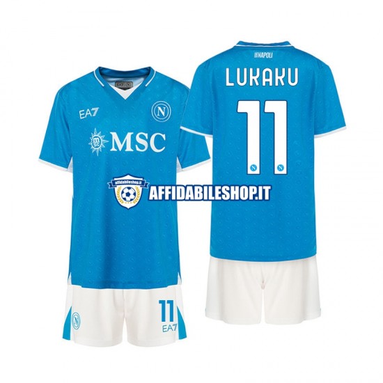 Maglia Napoli Lukaku 11 2024-2025 Bambino 3-13 anni Manica Corta, Gara Home