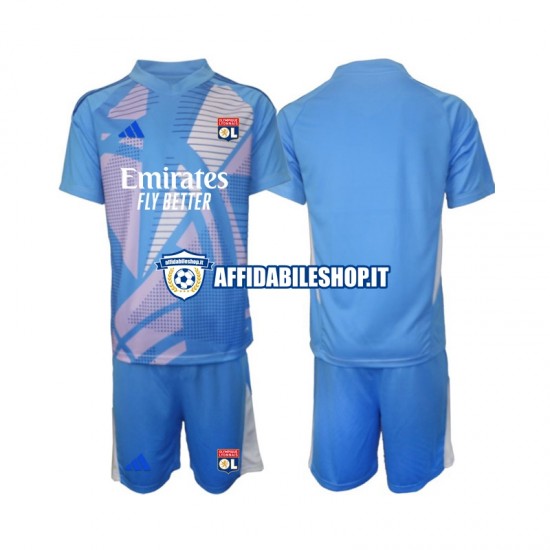 Maglia Olympique Lyonnais Portiere Blu 2024-2025 Bambino 3-13 anni Manica Corta, Gara Terza