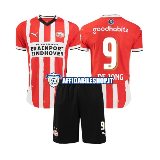 Maglia PSV Eindhoven DE JONG 9 2024-2025 Bambino 3-13 anni Manica Corta, Gara Home