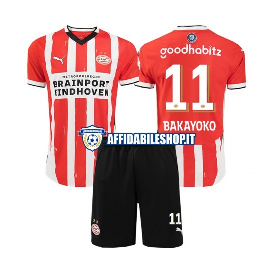 Maglia PSV Eindhoven Johan Bakayoko 11 2024-2025 Bambino 3-13 anni Manica Corta, Gara Home