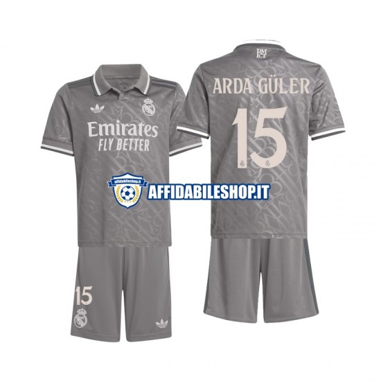 Maglia Real Madrid Arda Guler 15 2024-2025 Bambino 3-13 anni Manica Corta, Gara Terza