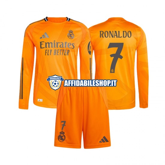 Maglia Real Madrid Cristiano Ronaldo 7 2024-2025 Bambino 3-13 anni Manica Lunga, Gara Away