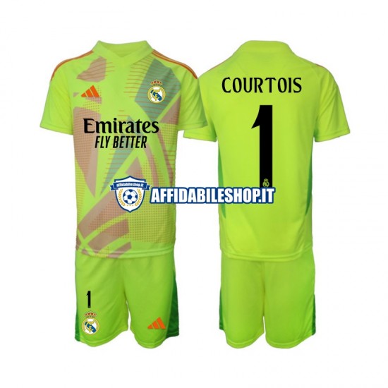 Maglia Real Madrid Portiere COURTOIS 1 2024-2025 Bambino 3-13 anni Manica Corta, Gara Quarto