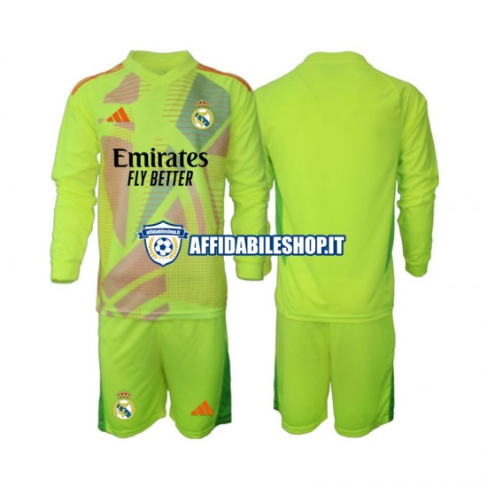 Maglia Real Madrid Portiere 2024-2025 Bambino 3-13 anni Manica Lunga, Gara Quarto