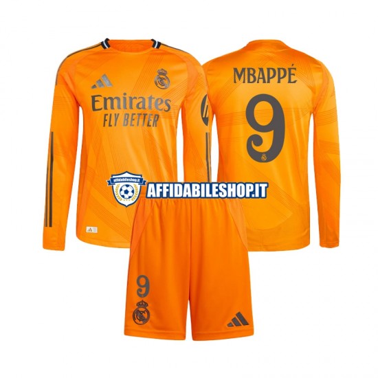 Maglia Real Madrid Mbappé Kylian 9 2024-2025 Bambino 3-13 anni Manica Lunga, Gara Away