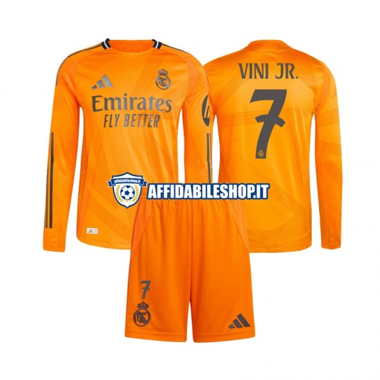 Maglia Real Madrid Vinicius Junior 7 2024-2025 Bambino 3-13 anni Manica Lunga, Gara Away