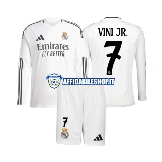 Maglia Real Madrid Vinicius Junior 7 2024-2025 Bambino 3-13 anni Manica Lunga, Gara Home